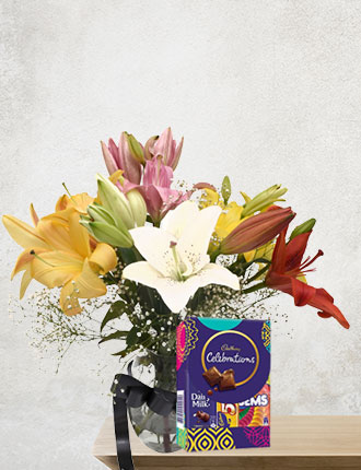 Spring Lilies with Cadbury celebration